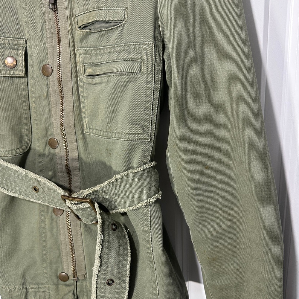 Free People Lux Military Utility Jacket Womens S Green Belted Embroidered Wings - Picture 2 of 6